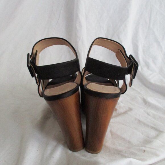 CELINE PARIS ITALY Strappy WEDGE PLATFORM PUMP Shoe 36 Sheer Italy BLACK - Picture 6 of 8